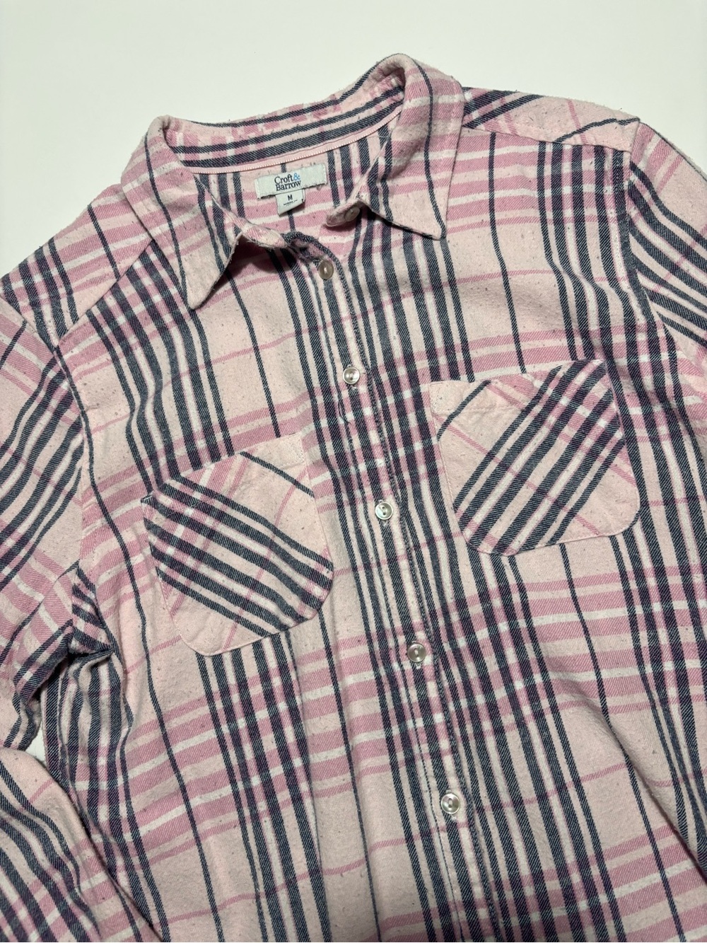Croft & Barrow Pink & Navy Blue Cotton Flannel